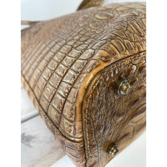 BRAHMIN BROWN AND GOLD SHIMMER CROCK LEATHER SHOULER BAG - Picture 9 of 16